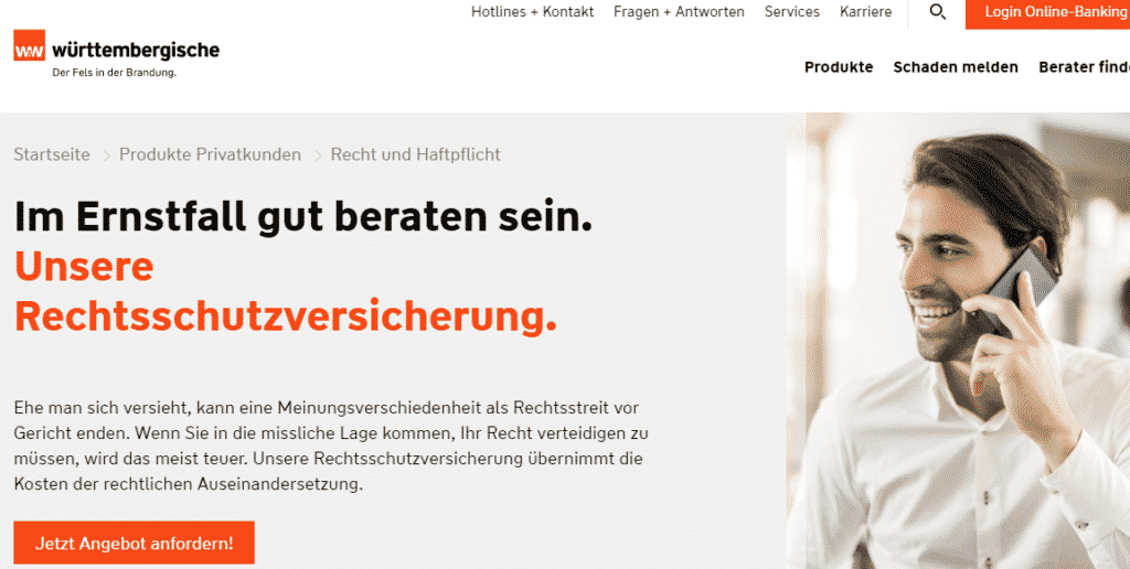 Die Webseite der Württembergischen